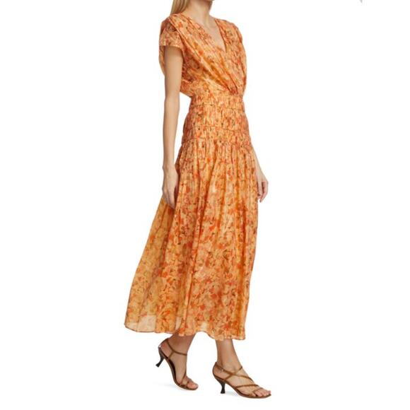 Acler Bicknell Floral Maxi Dress Peach Cotton Size US 2 AU 6 Romantic - Picture 3 of 16